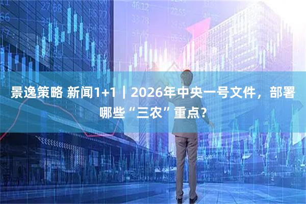 景逸策略 新闻1+1｜2026年中央一号文件，部署哪些“三农”重点？